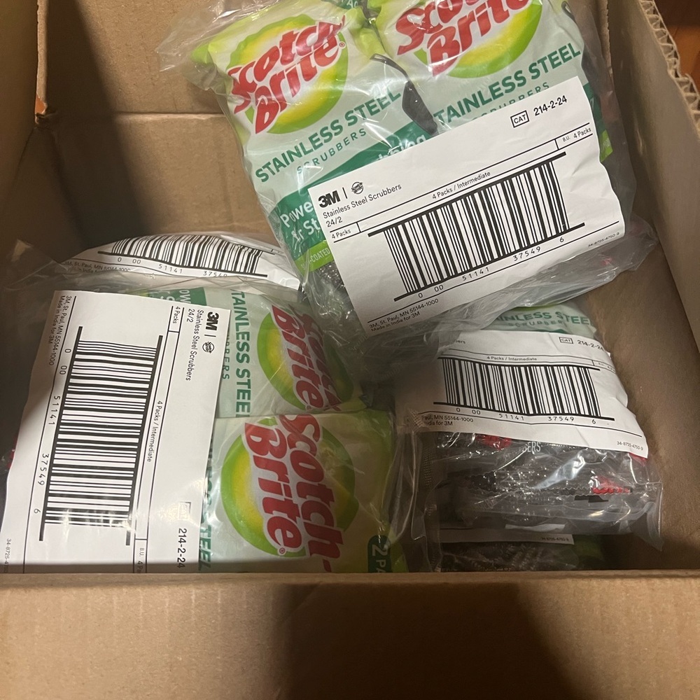 Lot Of 24 Packs Scotch-Brite Stainless Steel Scrubbing Pads for Pots Pans&Grills - Picture 2 of 2